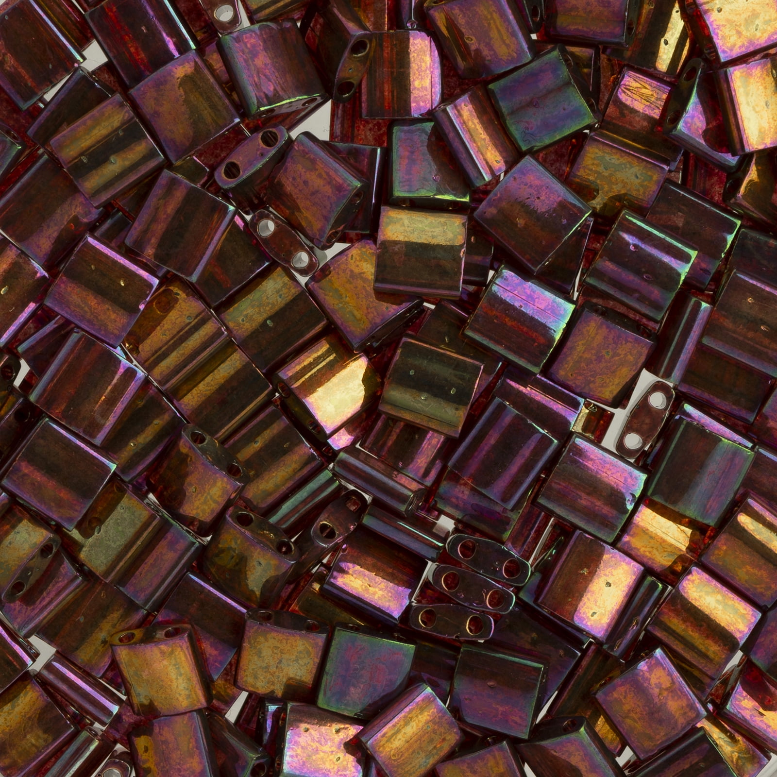 Miyuki 5x5mm TL-301 Dark Topaz Rainbow Gold Luster Tila Glass Square Beads 50 Grams