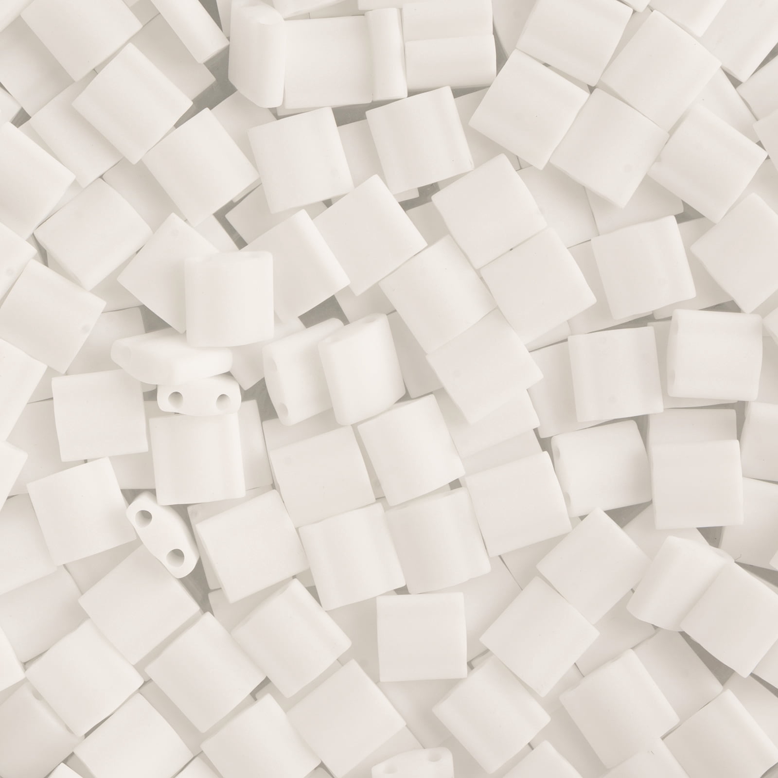 Miyuki 5x5mm TL-402F Chalk White Opaque Matt Tila Glass Square Beads 50 Grams