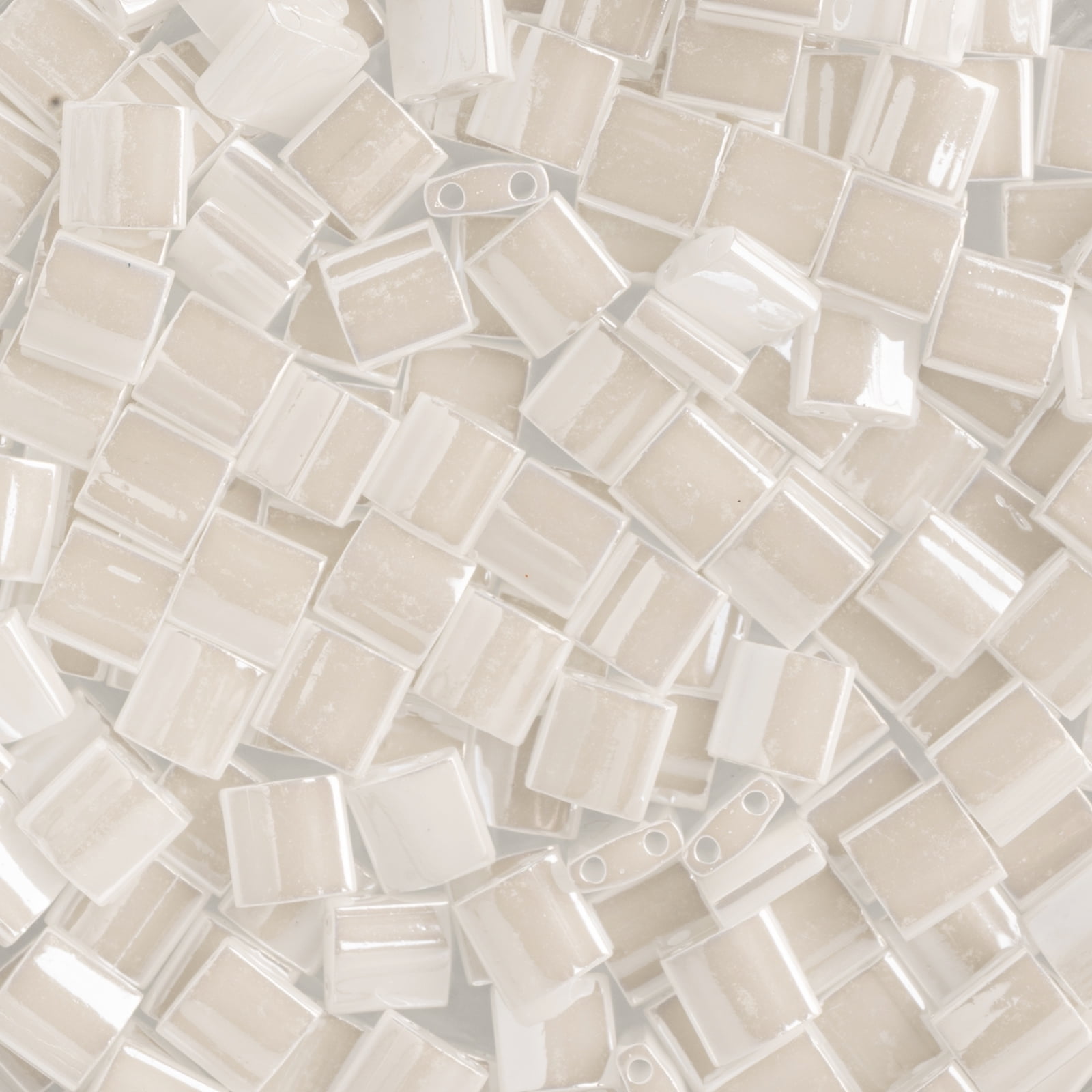Miyuki 5x5mm TL-420 White Pearl Opaque Ceylon Tila Glass Square Beads 50 Grams
