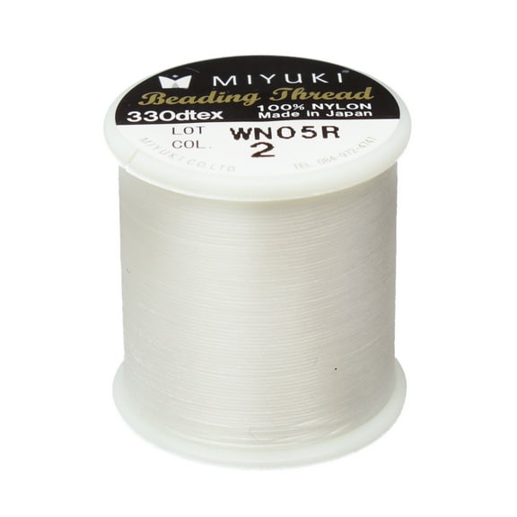 Miyuki Beading Thread – Pre-Waxed Nylon String for Stringing Projects, 50 Meter/55 Yard Spool, Eggshell Color, .2mm Diameter, Made in Japan