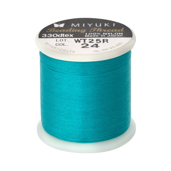 Miyuki Beading Thread – Pre-Waxed Nylon String for Stringing Projects, 50 Meter/55 Yard Spool, Aqua Color, .2mm Diameter, Made in Japan