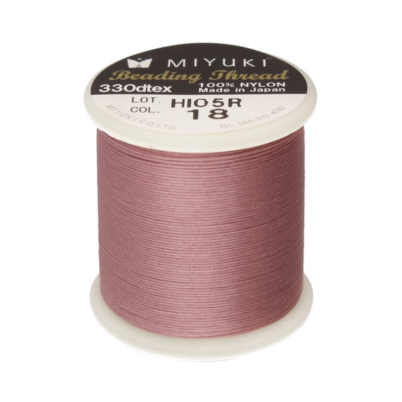 Miyuki Beading Thread – Pre-Waxed Nylon String for Stringing Projects, 50 Meter/55 Yard Spool, Rose Color, .2mm Diameter, Made in Japan