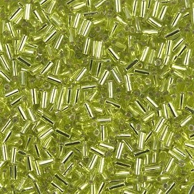 Miyuki Bugle Bead BGL1-9014 (3mm/.125") Transparent Silver Lined Chartreuse 19 Grams