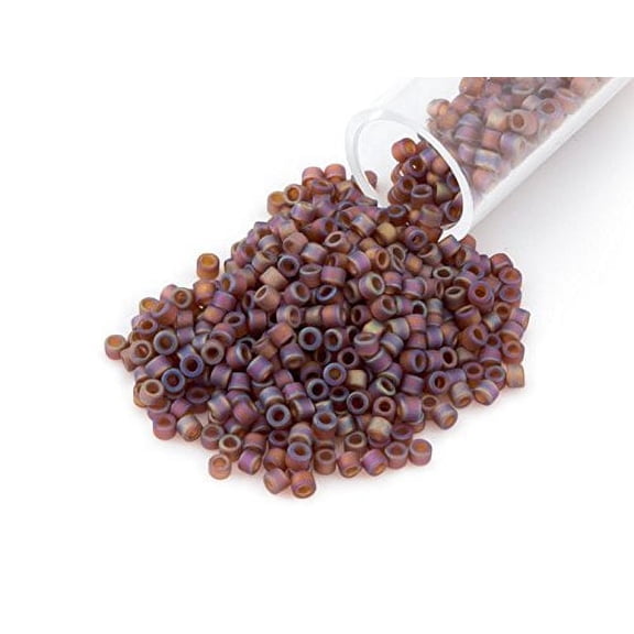 Miyuki Delica Seed Bead 11/0 Matte Transparent Amber AB