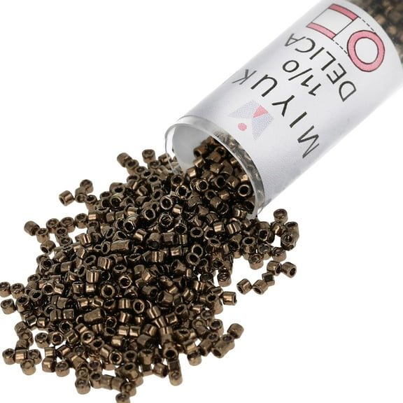 Miyuki Delica Seed Beads – Size 11/0 (1.6 mm), DB0022, Metallic Bronze, 7.2 g, Approx. 1440 Beads