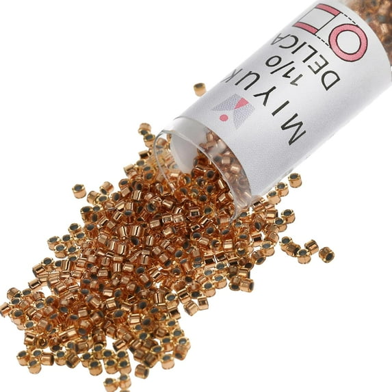Miyuki Delica Seed Beads – Size 11/0 (1.6 mm), DB0181, Color-Lined Light Bronze, 7.2 g, Approx. 1440 Beads