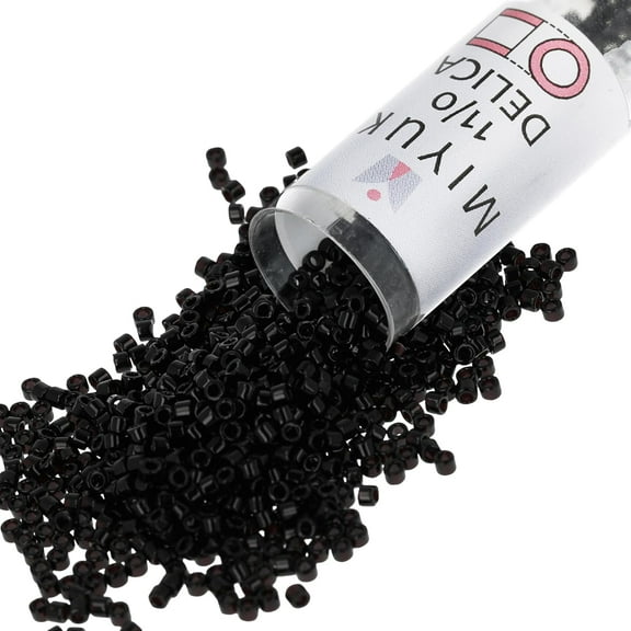 Miyuki Delica Seed Beads – Size 11/0 (1.6 mm), DB0010, Black, 7.2 g, Approx. 1440 Beads