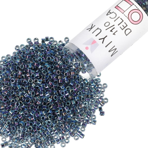 Miyuki Delica Seed Beads – Size 11/0 (1.6 mm), DB0085, Blue AB, 7.2 g, Approx. 1440 Beads