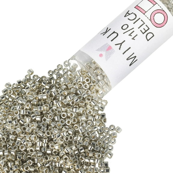 Miyuki Delica Seed Beads – Size 11/0 (1.6 mm), DB0035, Galvanized Silver, 7.2 g, Approx. 1440 Beads