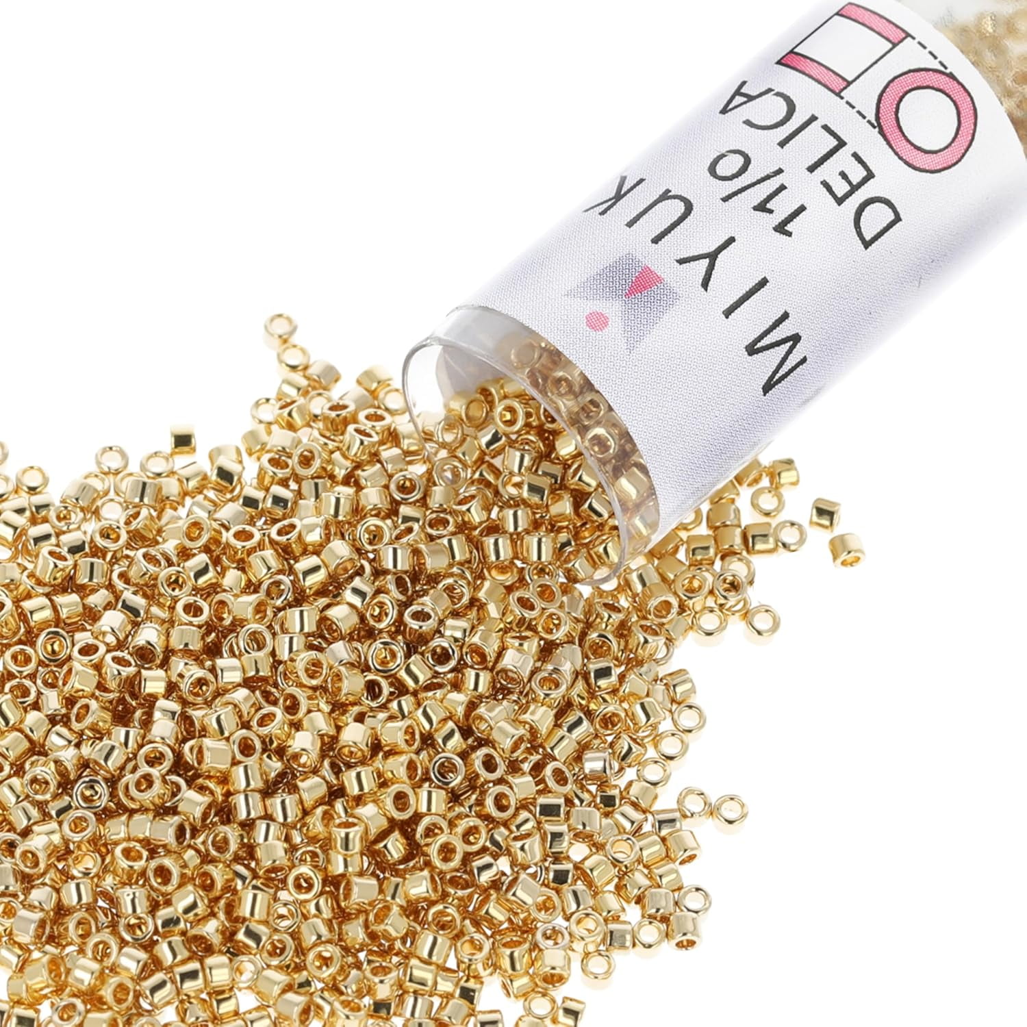 Miyuki Delica Seed Beads – Size 11/0 (1.6 mm), DB0034, Light 24K Gold Plated, 7.2 g, Approx. 1440 Beads