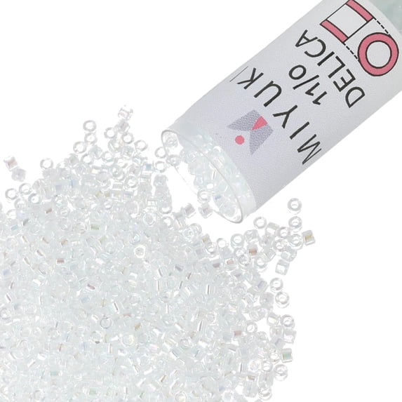 Miyuki Delica Seed Beads – Size 11/0 (1.6 mm), DB0083, Lined Lt. Aqua AB, 7.2 g, Approx. 1440 Beads