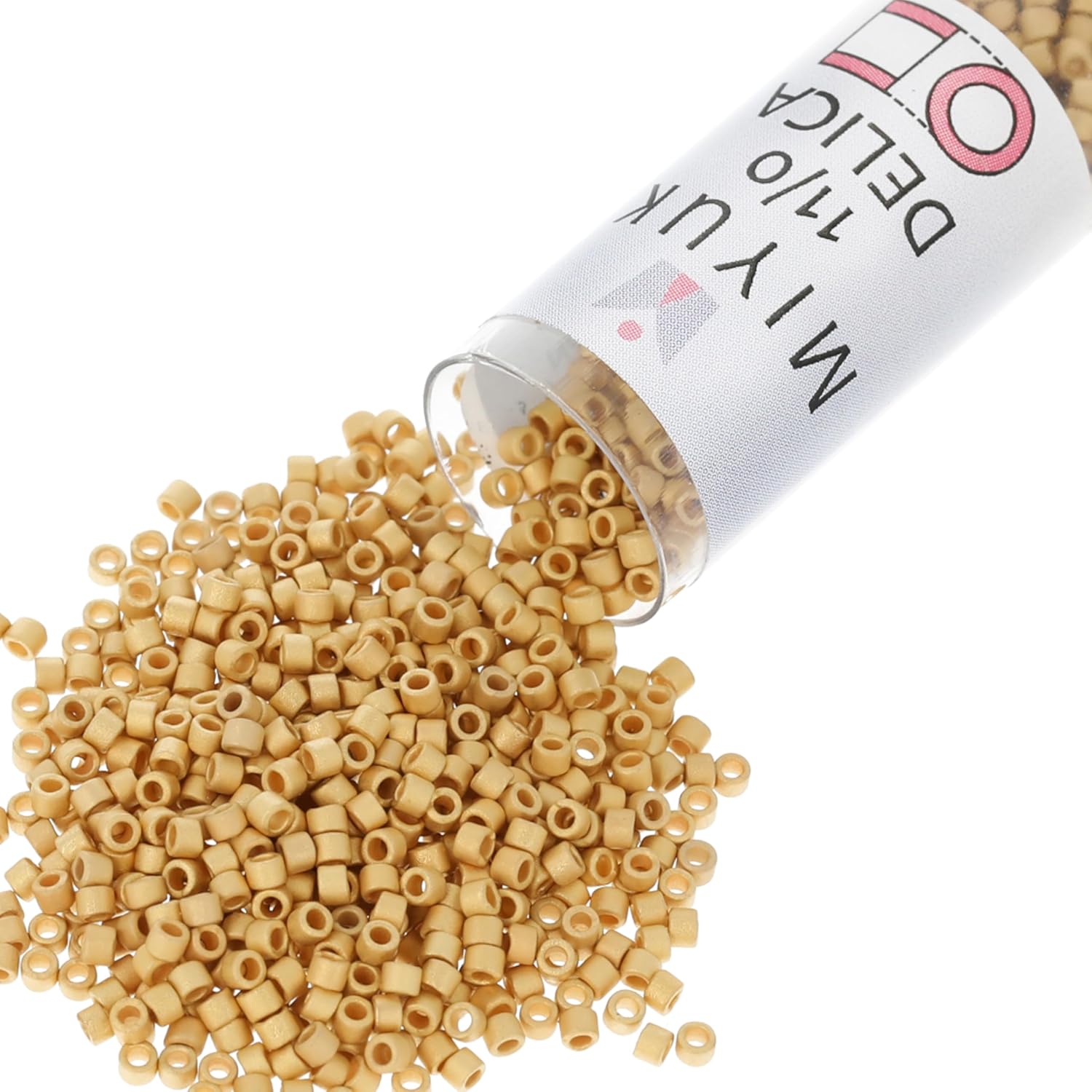Miyuki Delica Seed Beads – Size 11/0 (1.6mm), DB0331, Matte 24k Gold-Plated, 7.2g, Approx. 1440 Beads