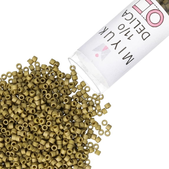 Miyuki Delica Seed Beads – Size 11/0 (1.6 mm), DB0371, Matte Metallic Olive Gold, 7.2 g, Approx. 1440 Beads