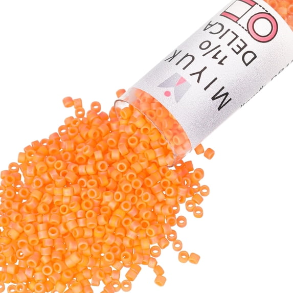Miyuki Delica Seed Beads – Size 11/0 (1.6 mm), DB1593, Matte Opaque Mandarin AB, 7.2 g, Approx. 1440 Beads