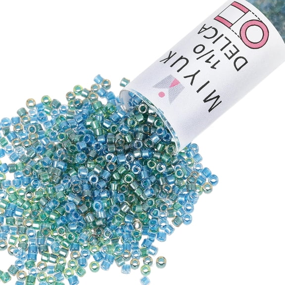 Miyuki Delica Seed Beads – Size 11/0 (1.6 mm), DB0985, Green/Blue Mix, 7.2g, Approx. 1440 Beads