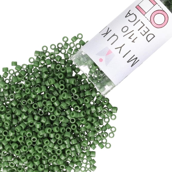 Miyuki Delica Seed Beads – Size 11/0 (1.6 mm), DB0797, Dyed Matte Opaque Olive, 7.2 g, Approx. 1440 Beads