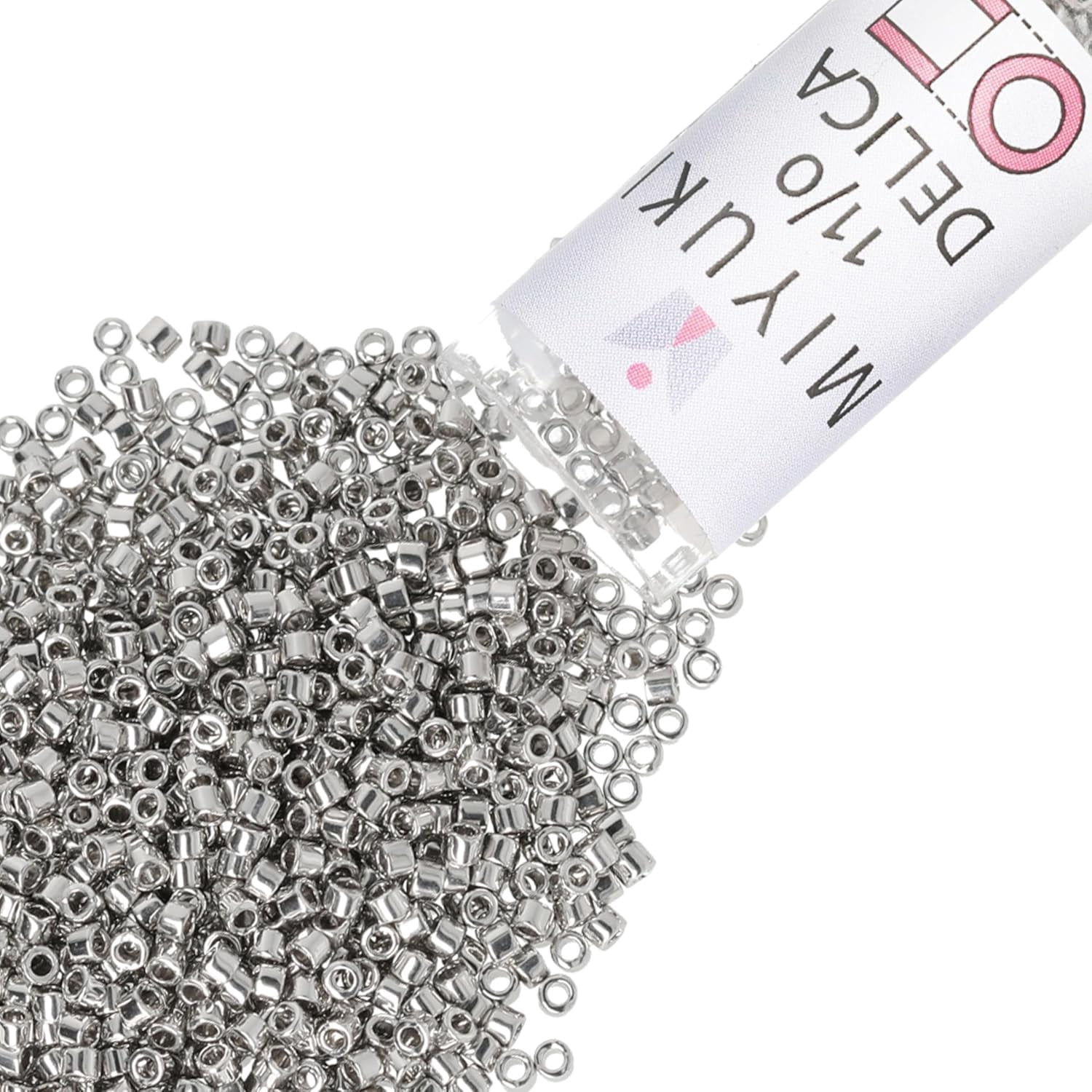 Miyuki Delica Seed Beads – Size 11/0 (1.6 mm), DB0038, Palladium Plated, 7.2 g, Approx. 1440 Beads