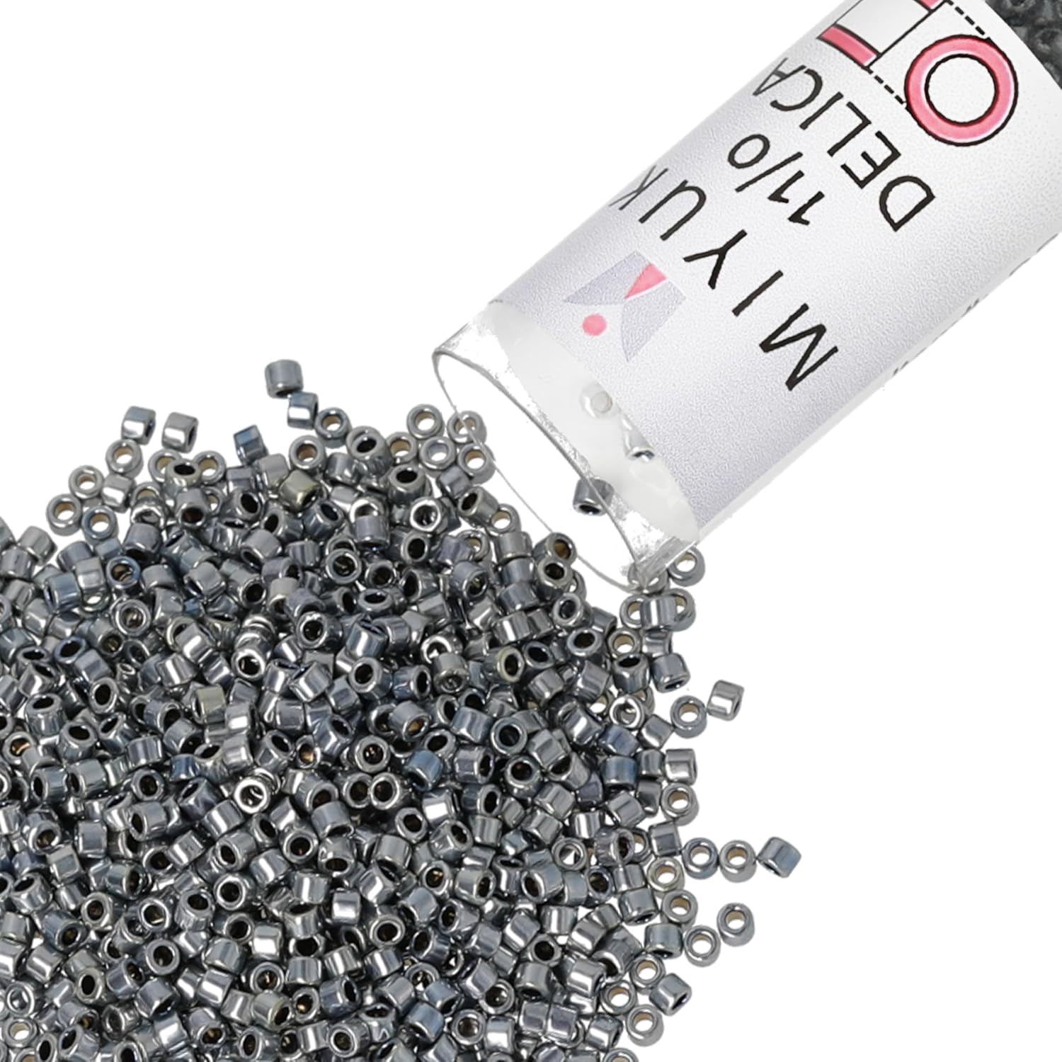 Miyuki Delica Seed Beads – Size 11/0 (1.6 mm), DB0545, Palladium Silver Blue Gold Iris, 7.2 g, Approx. 1440 Beads