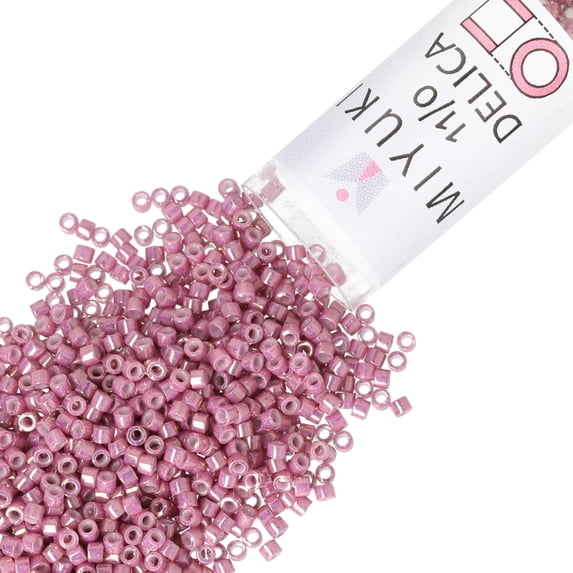 Miyuki Delica Seed Beads – Size 11/0 (1.6 mm), DB0253, Pink Luster Opaque Mauve, 7.2 g, Approx. 1440 Beads