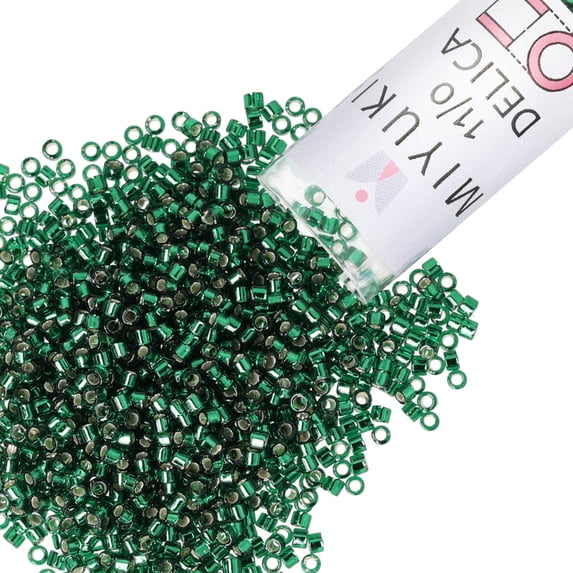 Miyuki Delica Seed Beads – Size 11/0 (1.6 mm), DB0148, Silver-Lined Green, 7.2 g, Approx. 1440 Beads