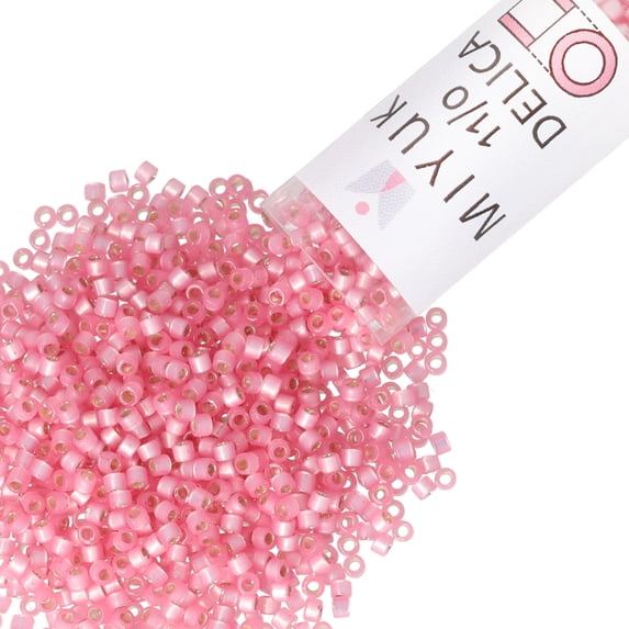 Miyuki Delica Seed Beads – Size 11/0 (1.6 mm), DB0625, Silver-Lined Pink Alabaster Dyed, 7.2 g, Approx. 1440 Beads