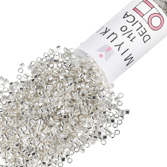 Miyuki Delica Seed Beads – Size 11/0 (1.6 mm), DB0551, Silver Plated, 7.2 g, Approx. 1440 Beads