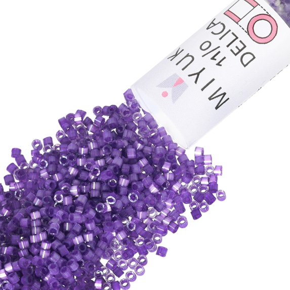 Miyuki Delica Seed Beads – Size 11/0, DB1810, Dyed Purple Silk Satin, 6.8 g, Approx. 1360 Pcs