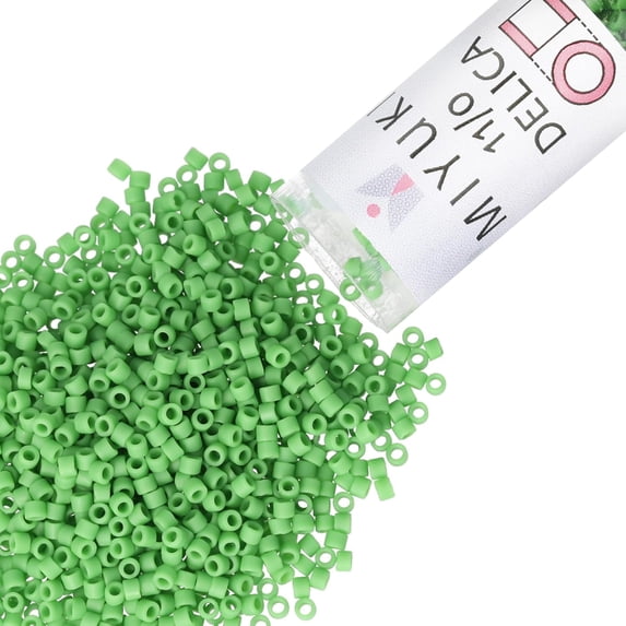 Miyuki Delica Seed Beads – Size 11/0 (1.6 mm), DB0754, Matte Opaque Pea Green, 7.2 g, Approx. 1440 Beads
