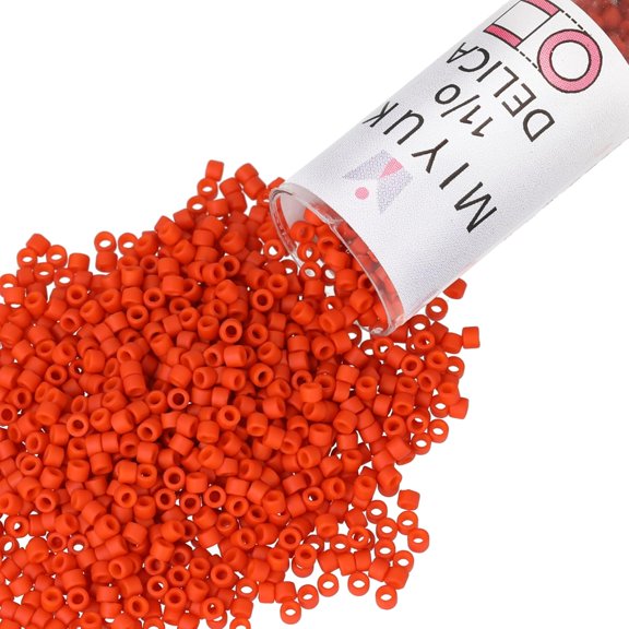 Miyuki Delica Seed Beads – Size 11/0 (1.6 mm), DB0795, Matte Opq. Vermillion, 7.2g, Approx. 1440 Beads