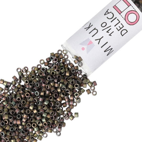 Miyuki Delica Seed Beads – Size 11/0, DB1055, Matte Metallic Red-Green, 7.2 g, Approx. 1440 Pcs