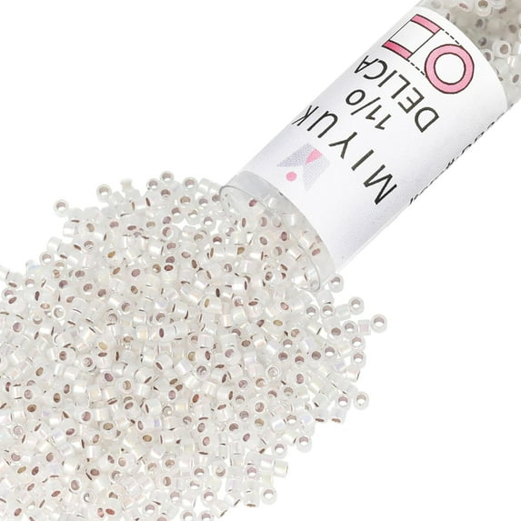 Miyuki Delica Seed Beads – Size 11/0 (1.6 mm), DB0223, S/L Opal AB, 7.2 g, Approx. 1440 Beads
