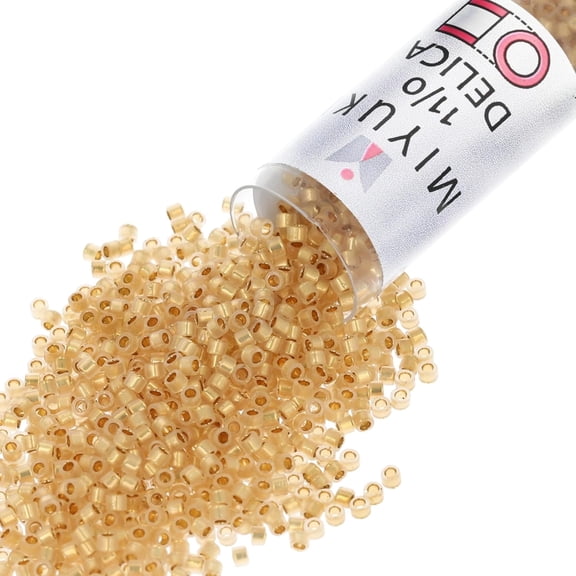 Miyuki Delica Seed Beads – Size 11/0 (1.6 mm), DB0230, Opal Gold-Lined-Color, 7.2 g, Approx. 1440 Beads