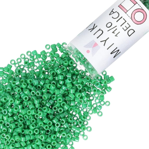 Miyuki Delica Seed Beads – Size 11/0 (1.6 mm), DB0655, Dyed Opaque Kelly Green, 7.2 g, Approx. 1440 Beads
