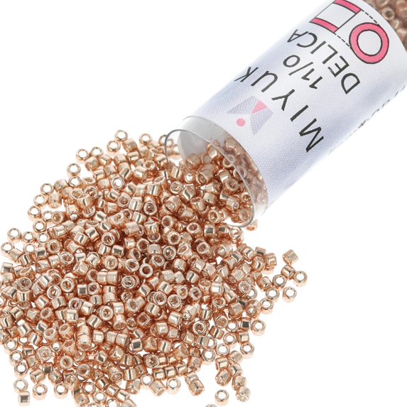 Miyuki Delica Seed Beads – Size 11/0 (1.6 mm), DB0411, Galvanized Gold Dyed, 7.2 g, Approx. 1440 Beads