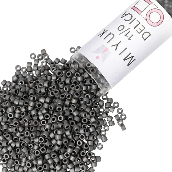 Miyuki Delica Seed Beads – Size 11/0 (1.6 mm), DB0306, Matte Dark Gray, 7.2 g, Approx. 1440 Beads
