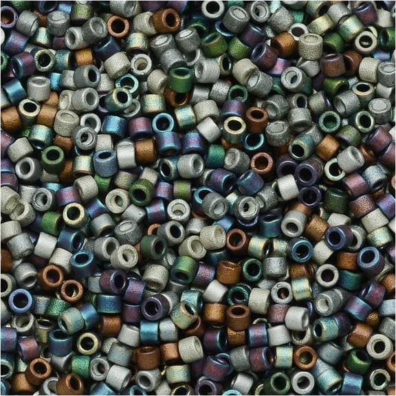 Miyuki Delica Seed Beads, 11/0 Size, 7.2 Grams, Mix Matte Heavy Metals