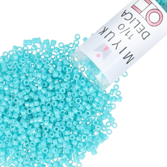 Miyuki Delica Seed Beads – Size 11/0 (1.6 mm), DB0658, Dyed Opaque Turquoise Green, 7.2 g, Approx. 1440 Beads