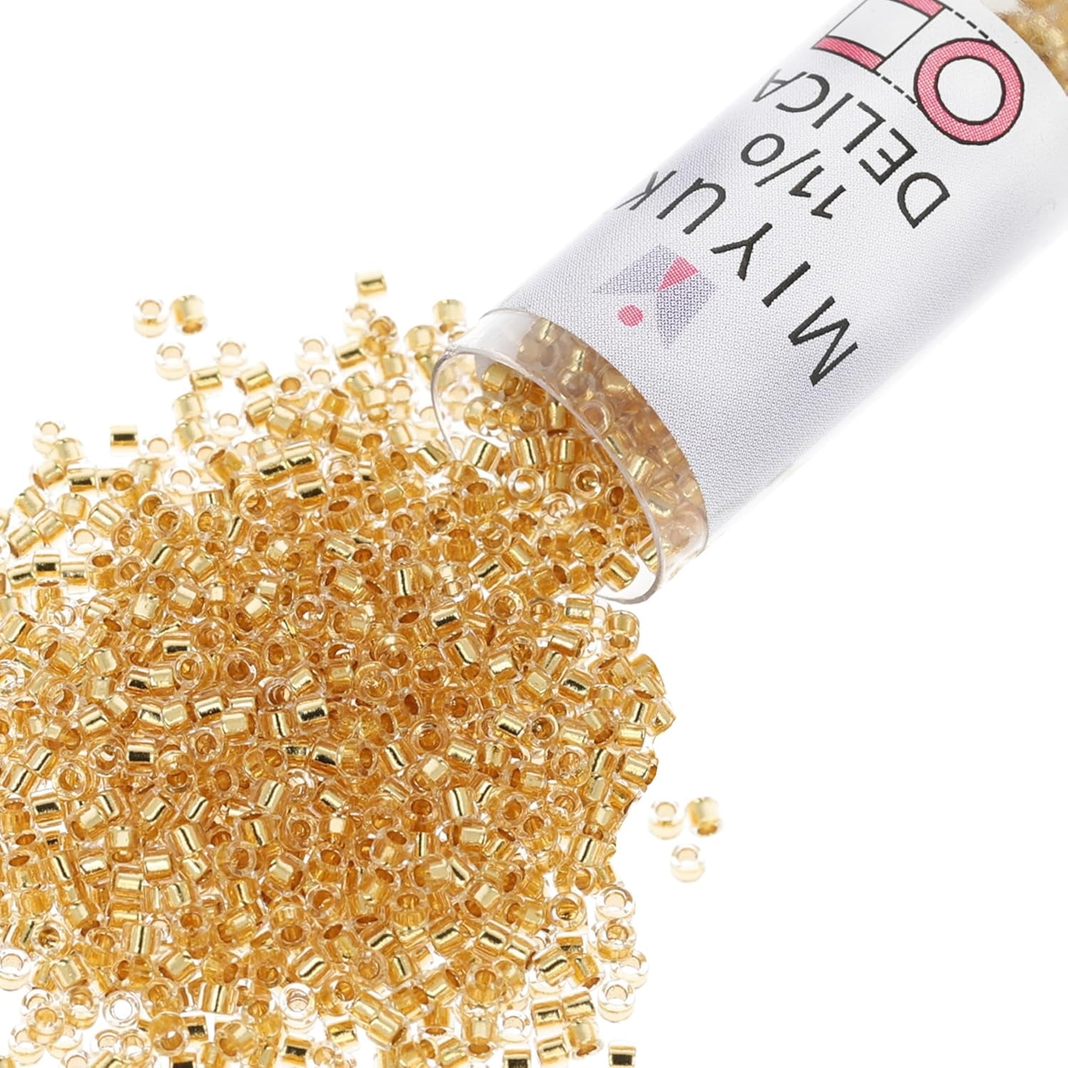 Miyuki Delica Seed Beads – Size 11/0 (1.6 mm), DB0033, Gold-Lined-Color, 7.2 g, Approx. 1440 Beads
