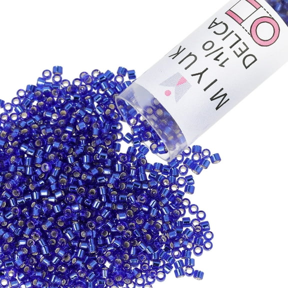 Miyuki Delica Seed Beads – Size 11/0 (1.6 mm), DB0047, Silver Lined Cobalt, 7.2 g, Approx. 1440 Beads
