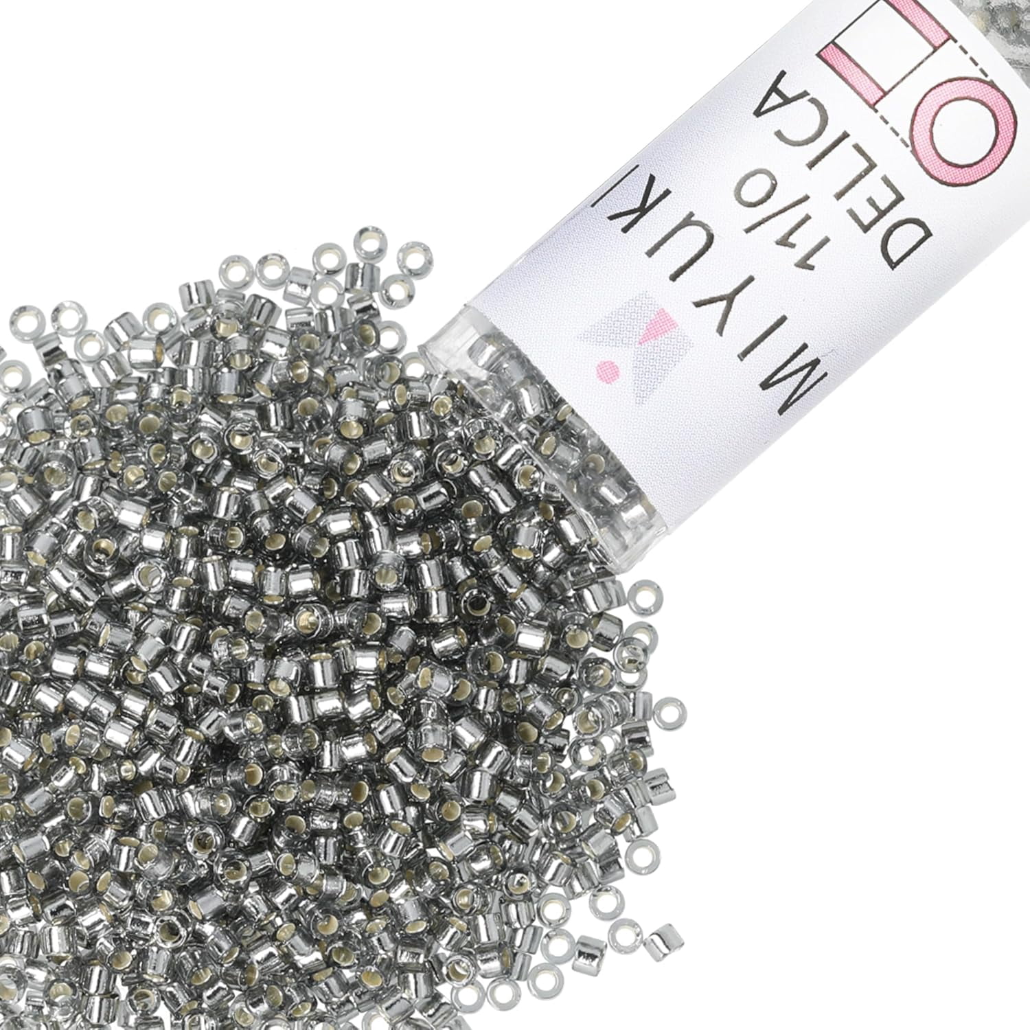 Miyuki Delica Seed Beads – Size 11/0 (1.6 mm), DB0048, Silver-Lined Gray, 7.2 g, Approx. 1440 Beads