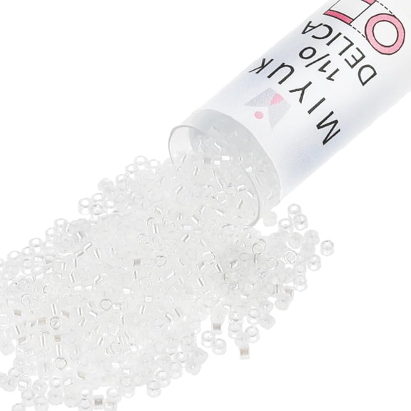 Miyuki Delica Seed Beads – Size 11/0 (1.6 mm), DB0050, Crystal Luster, 7.2 g, Approx. 1440 Beads
