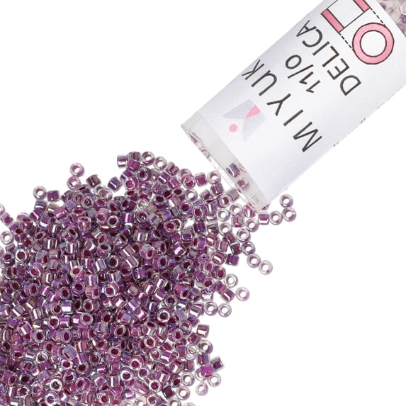 Miyuki Delica Seed Beads – Size 11/0, DB0056, Lined Magenta AB, 7.2 g, Approx. 1440 Pcs