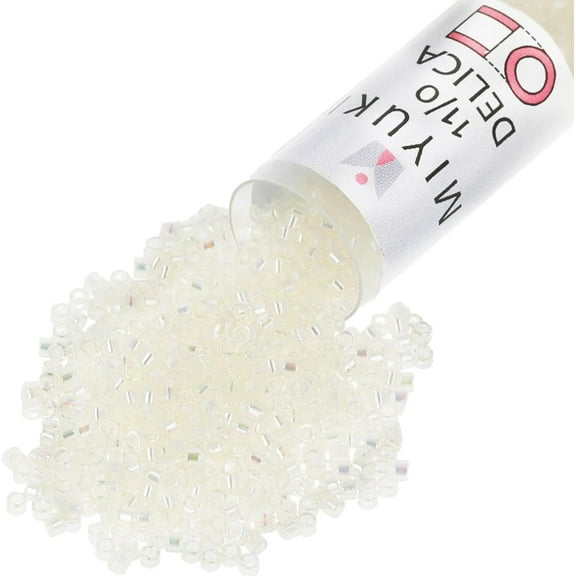Miyuki Delica Seed Beads – Size 11/0 (1.6 mm), DB0109, Cream Crystal AB, 7.2 g, Approx. 1440 Beads