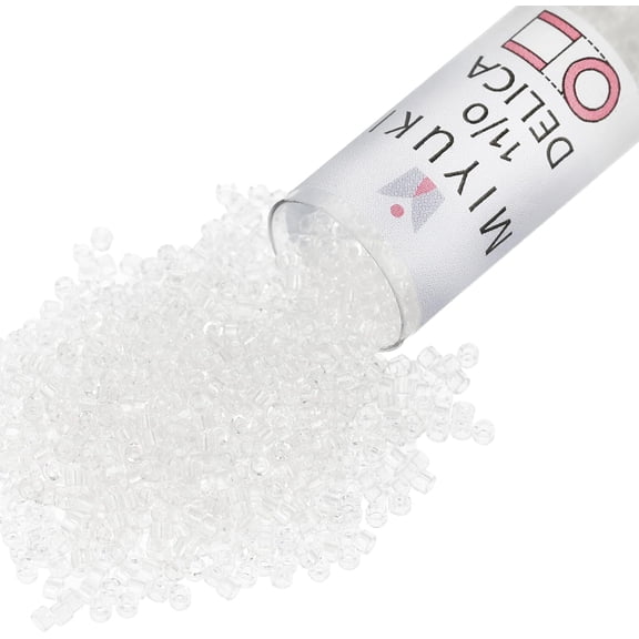 Miyuki Delica Seed Beads – Size 11/0 (1.6 mm), DB0141, Transparent Crystal, 7.2 g, Approx. 1440 Beads