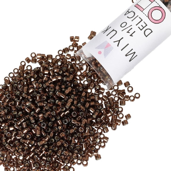 Miyuki Delica Seed Beads – Size 11/0 (1.6 mm), DB0150, Silver-Lined Brown, 7.2 g, Approx. 1440 Beads