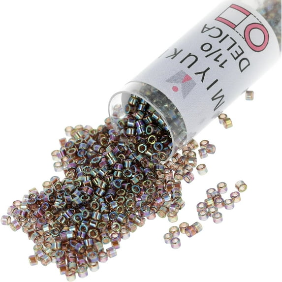 Miyuki Delica Seed Beads – Size 11/0 (1.6 mm), DB0180, Transp. Brown AB, 7.2 g, Approx. 1440 Beads