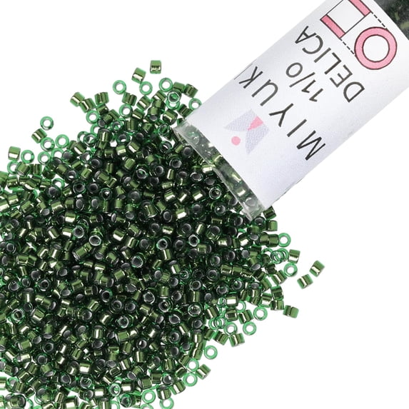 Miyuki Delica Seed Beads – Size 11/0 (1.6 mm), DB0182, Silver-Lined Olivine, 7.2 g, Approx. 1440 Beads