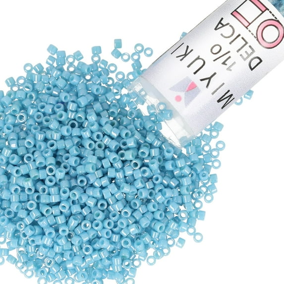 Miyuki Delica Seed Beads – Size 11/0 (1.6 mm), DB0218, Opaque Light Blue Luster, 7.2 g, Approx. 1440 Beads