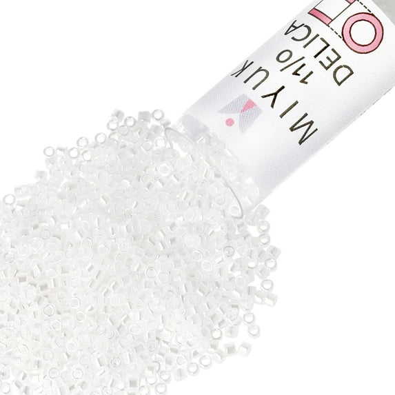 Miyuki Delica Seed Beads – Size 11/0 (1.6 mm), DB0231, Crystal/White-Lined Luster, 7.2 g, Approx. 1440 Beads