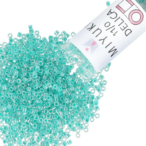 Miyuki Delica Seed Beads – Size 11/0 (1.6 mm), DB0238, Lined Crystal Green-Aqua Luster, 7.2 g, Approx. 1440 Beads